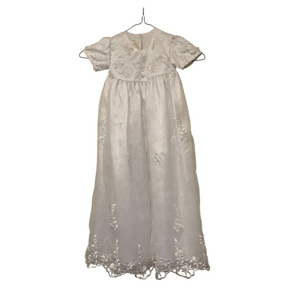 Marys White Floral Embroidered Christening Gown For Baby Girls Size 6-9M 28" - Picture 1 of 8
